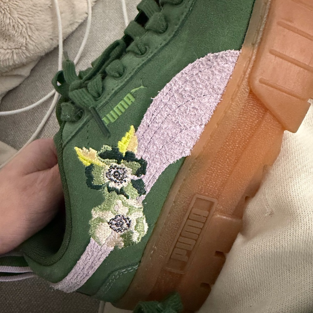 Puma x liberty mayze platform gumshoe sneaker embroidered floral green lilac ltd - Picture 8 of 17